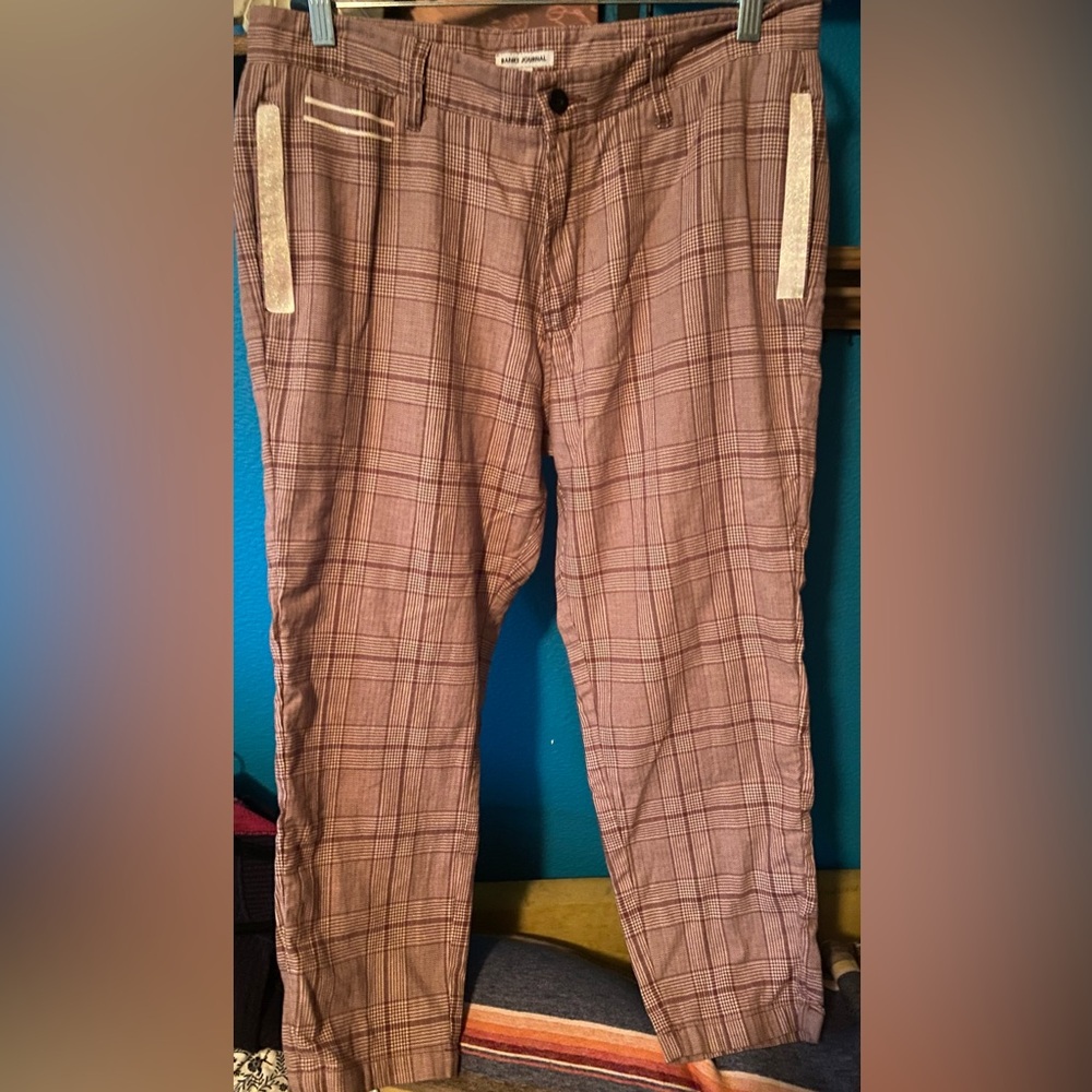 Banks Journal Burgundy Plaid Pants EUC
